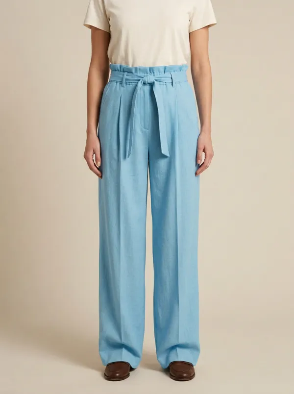 Paperbag Waist High Rise Wide Leg Trousers