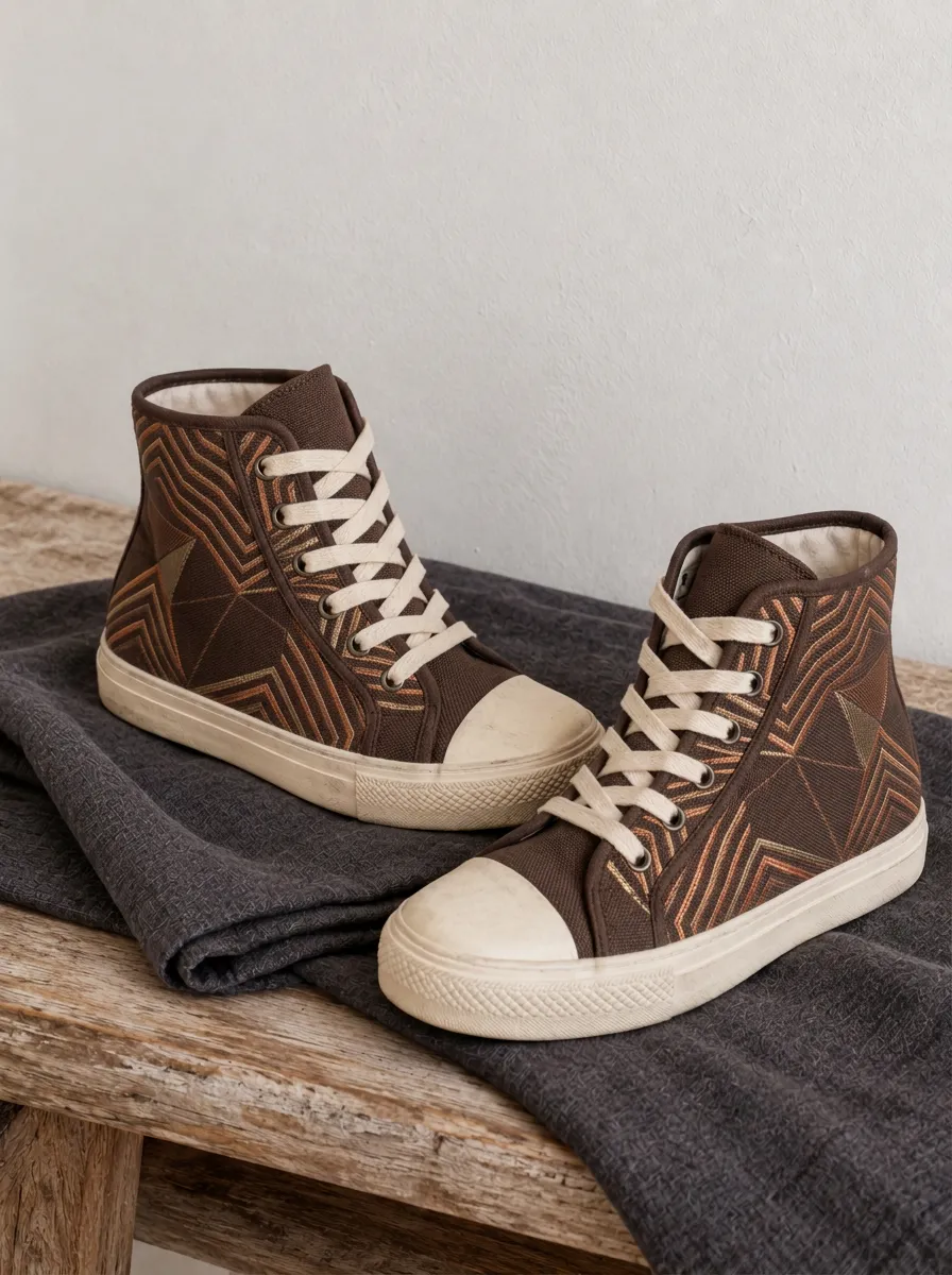 Men's Classic Geometric Pattern Patterned High Top Canvas Shoes