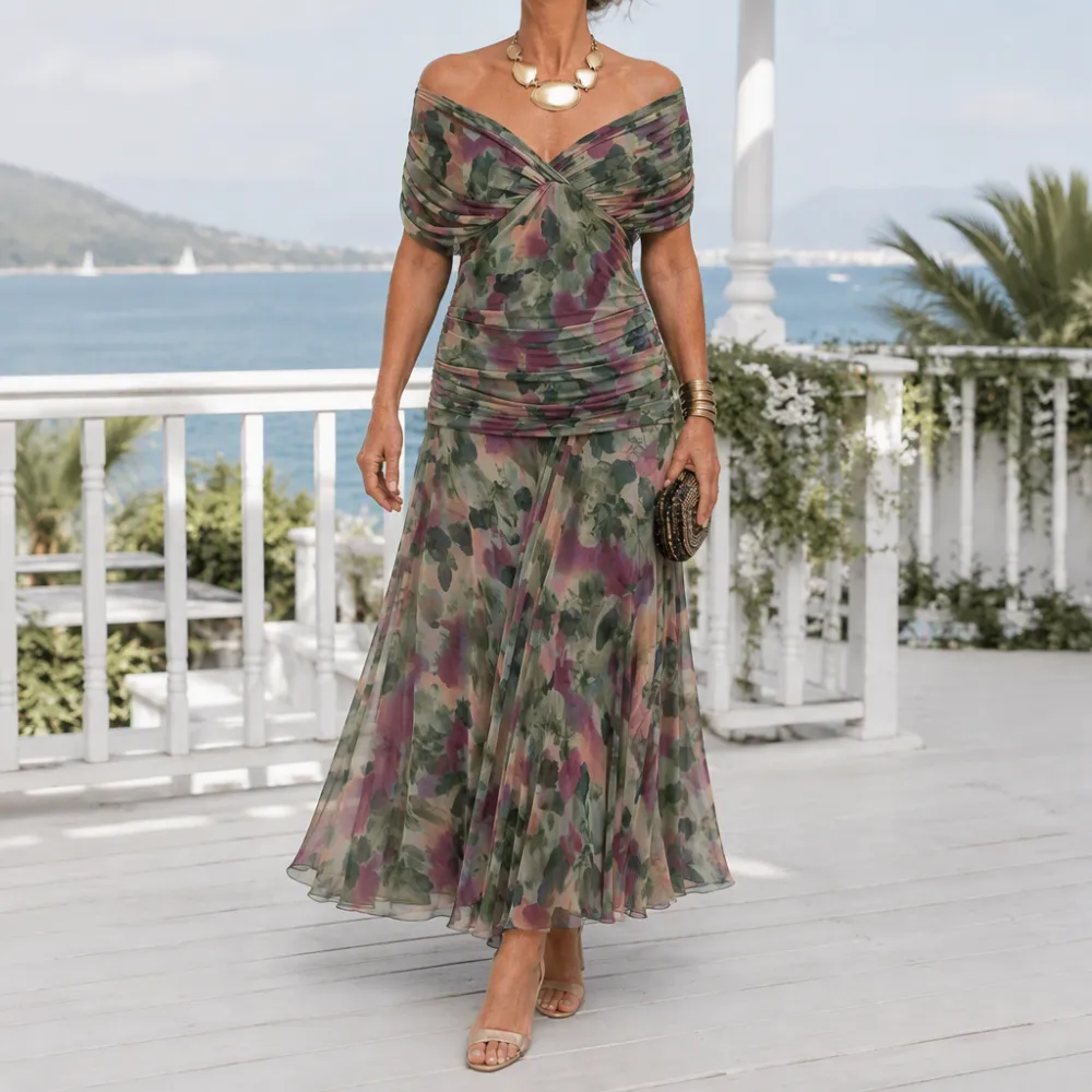 Ruched Wrap Maxi Dress