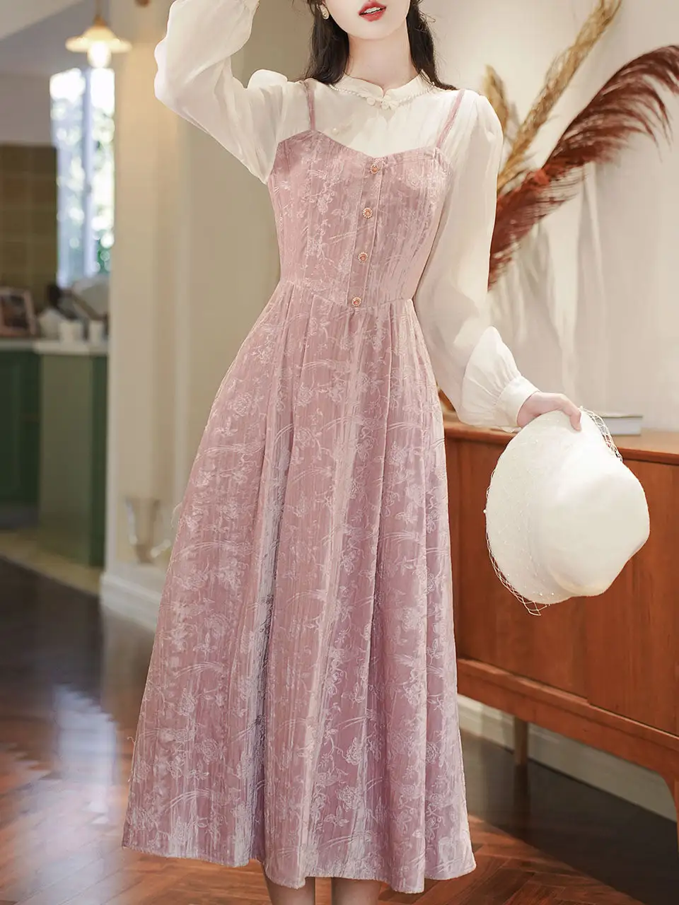 Velvet Spaghetti Strap Long Dress