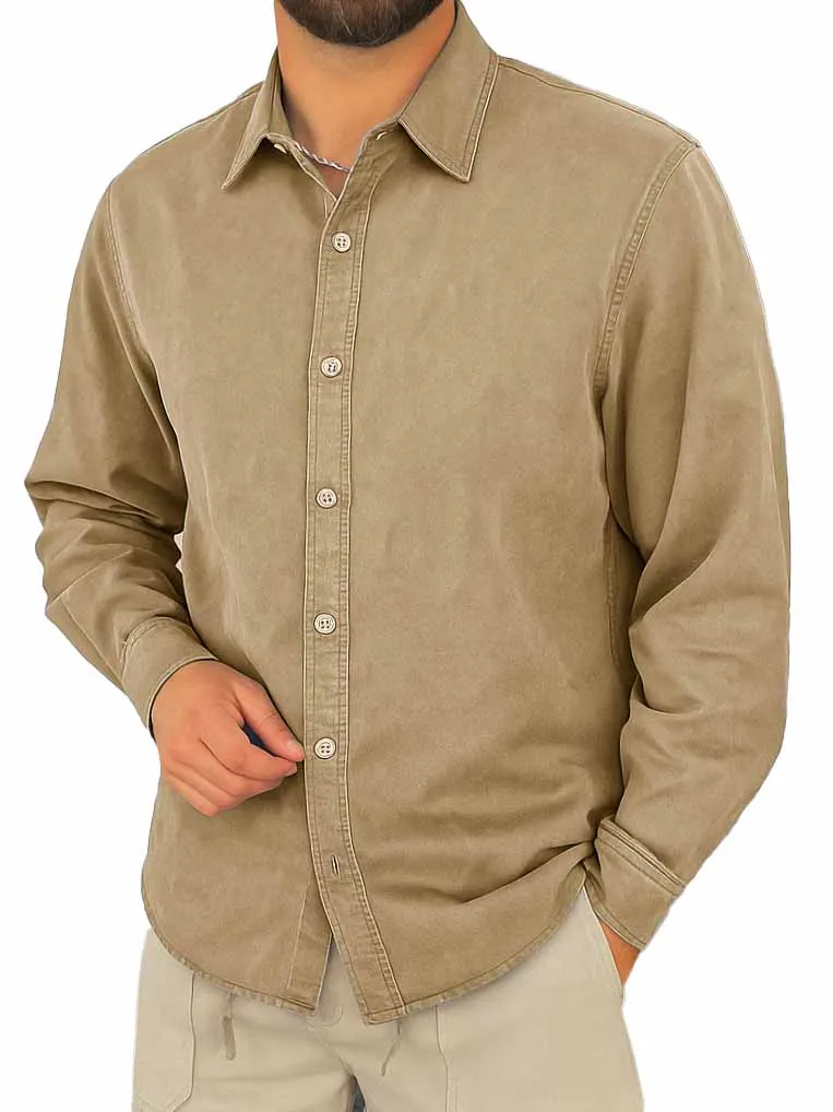 Comfort Fit Long Sleeve Camp Collar Shirt