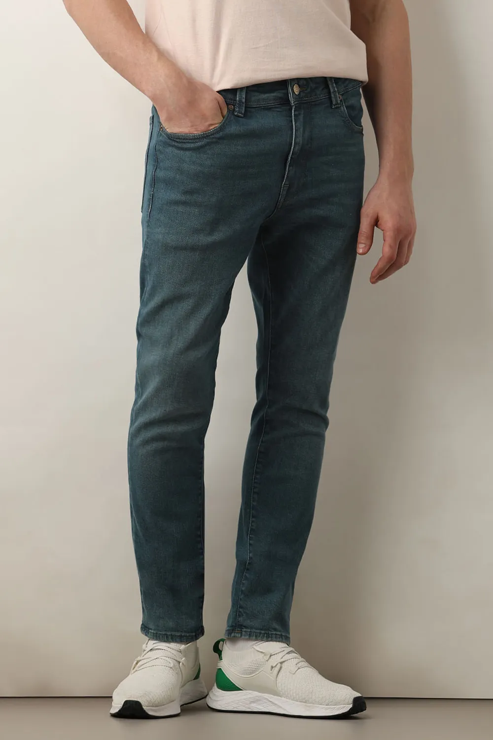 Blue Mid Rise Casual Slim Fit Jeans