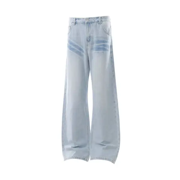 Flare Washed Lightning Detail Denim Jeans