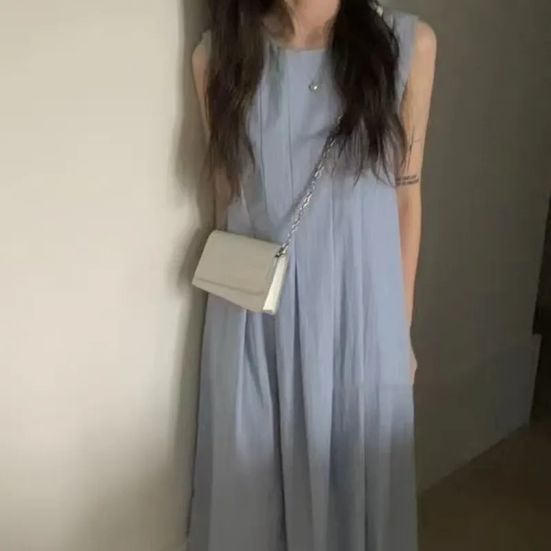 Sleeveless Pleated A-Line Dress