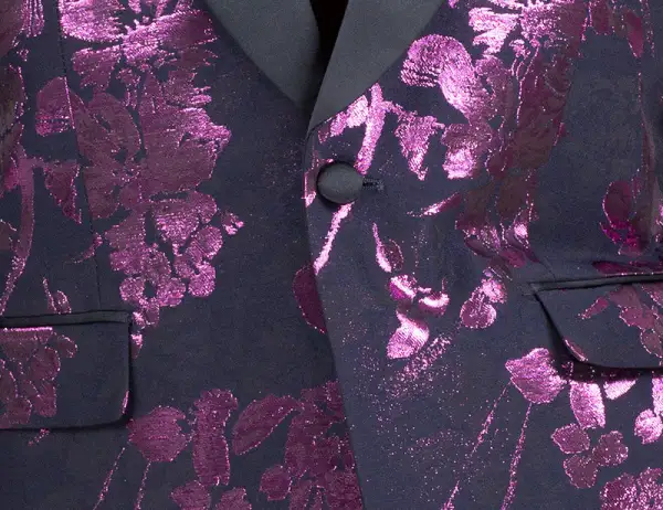 Lavender Slim Fit Floral Single Breasted Shawl Lapel Side Vents Jacket