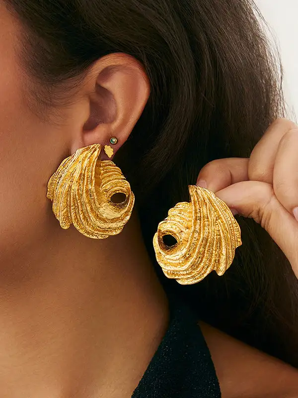 Curved Hammered Accent Earrings