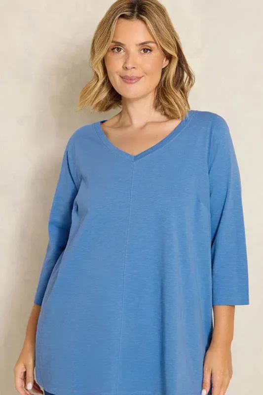 Cobalt Blue V-Neck Cotton T-Shirt