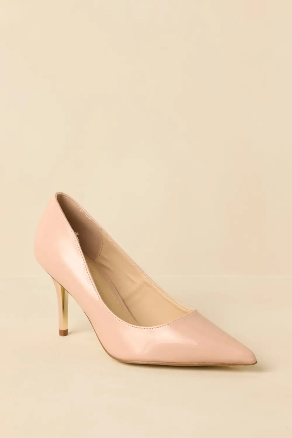 Pointed Toe Faux Leather Heels