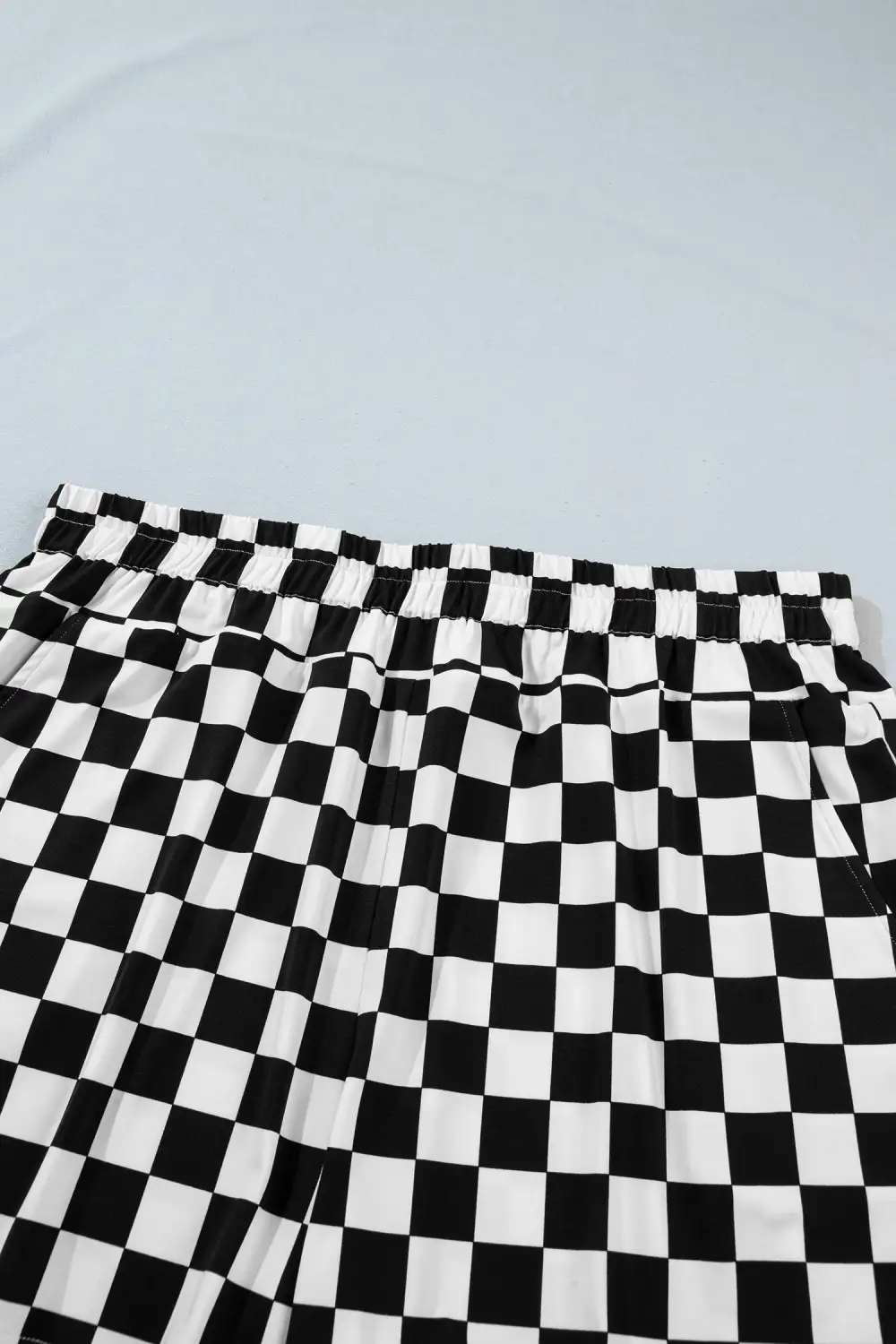 High-Waist Pocketed Checkered Athletic Shorts