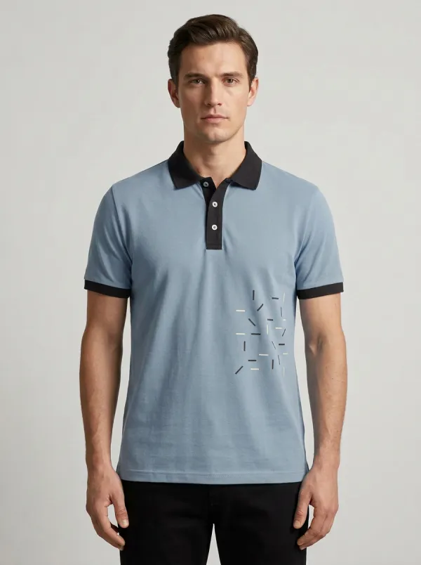 Clean-Line Geometric Men's Polo Shirt