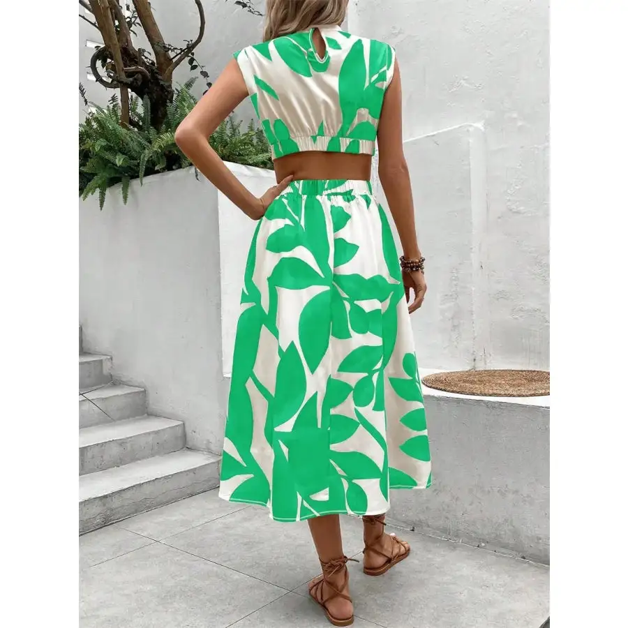 Cutout Cap Sleeve Midi Dress