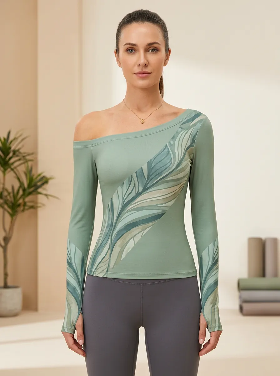 Leaf Nature Asymmetric Yoga Top