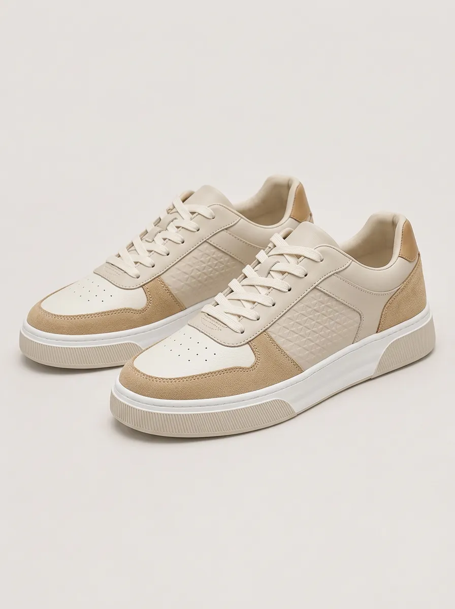 Men's Board-Inspired Geometric Pattern Suede Patchwork Skate Shoes