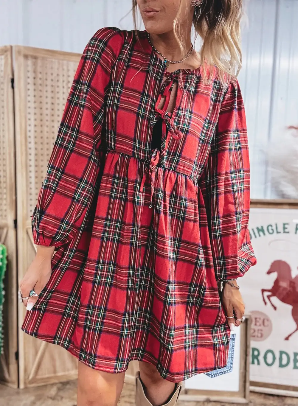 Women's Plaid Shift Mini Dress