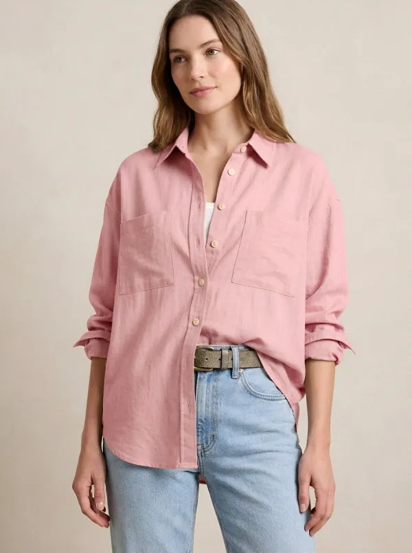 Women's Casual Sage Green Linen Blend Button Down Shirt