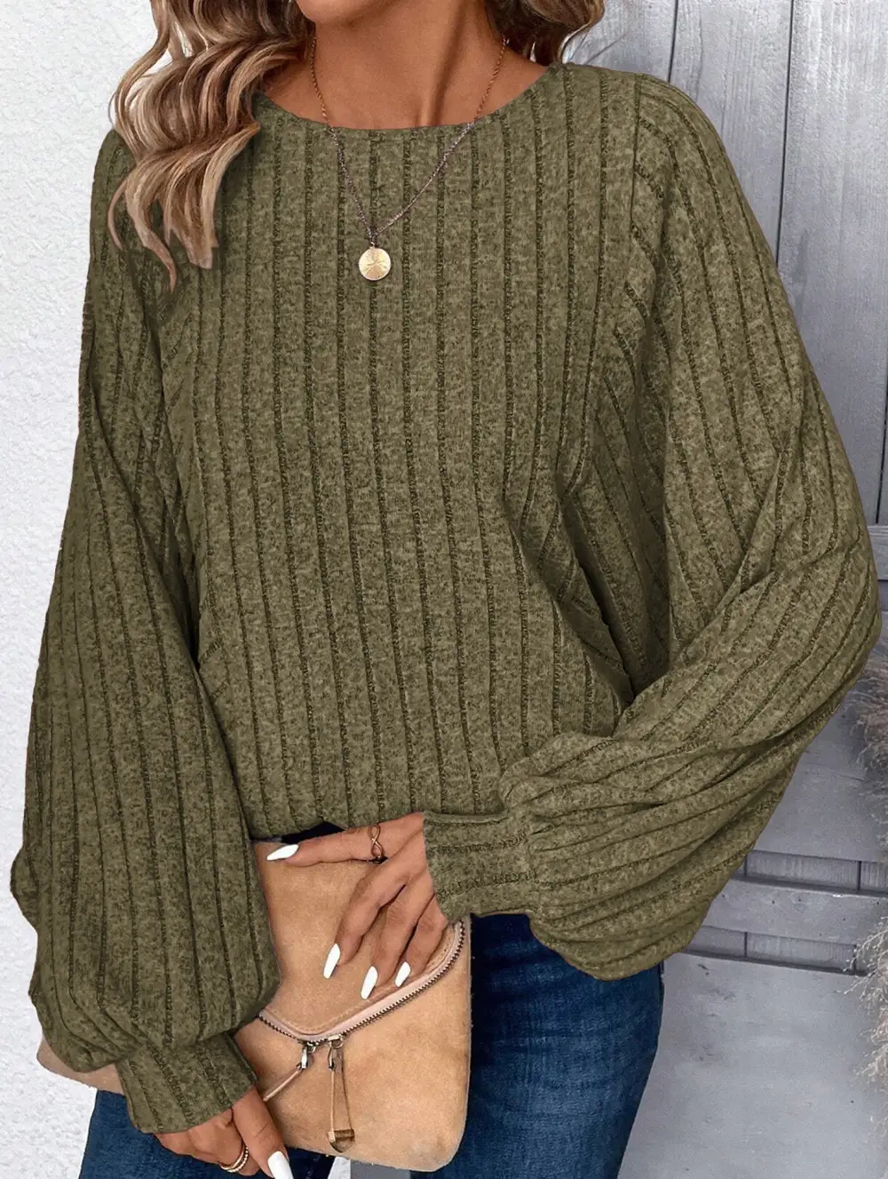 Plus Size Lantern Sleeve Top