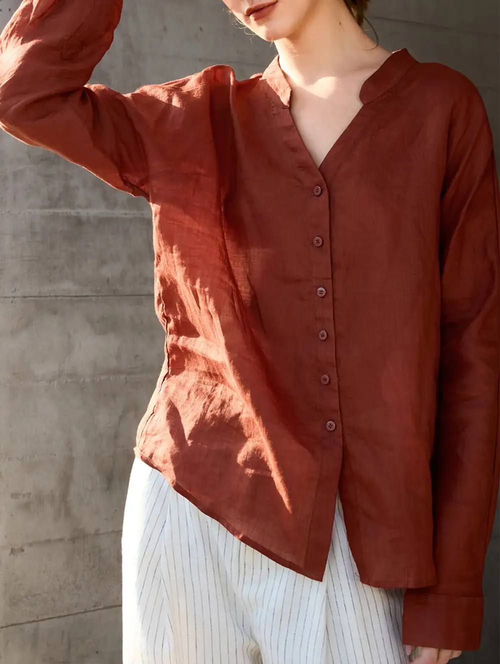 Ramie V Neck Lightweight Top