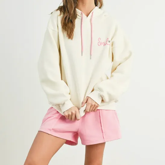 Smiley Graphic Drawstring Hoodie