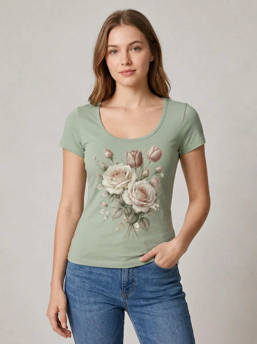 Women's Floral Graphic Scoop Neck T-Shirt