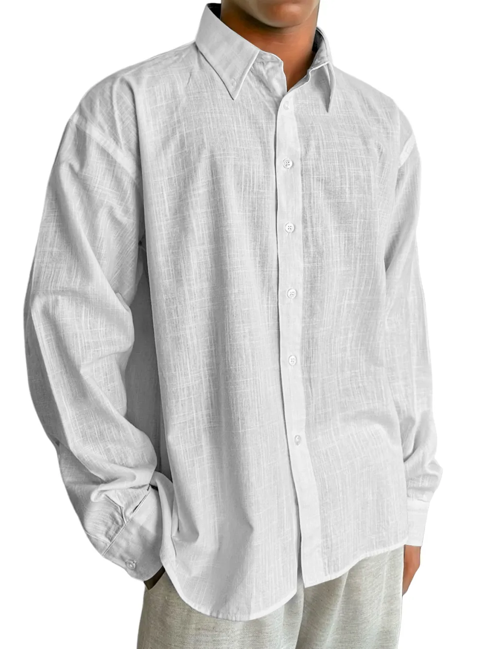 Relaxed Cotton Linen Long Sleeve Shirt