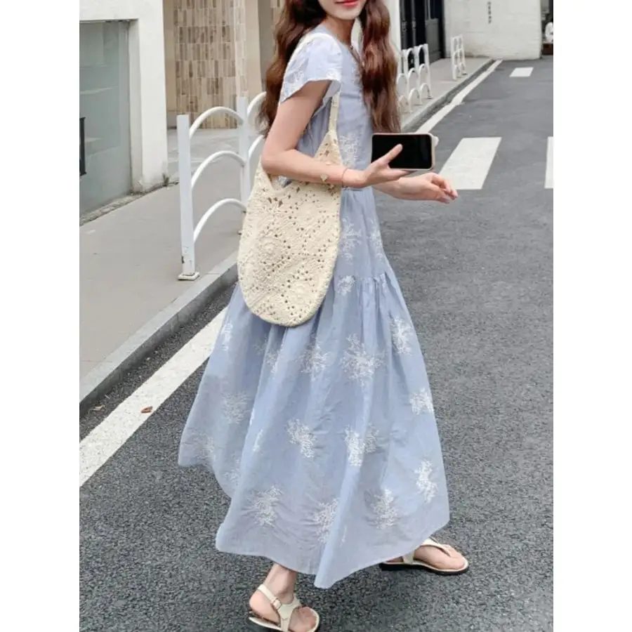 Tiered Cap Sleeve Midi Dress
