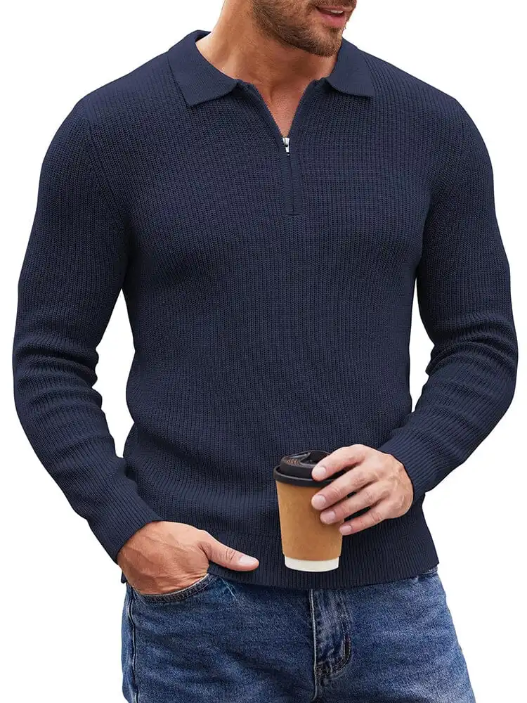 Classic Quarter Zip Knit Polo Sweater