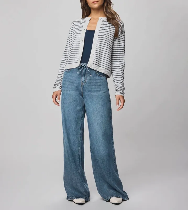 Casual Stripe Crop Cardigan