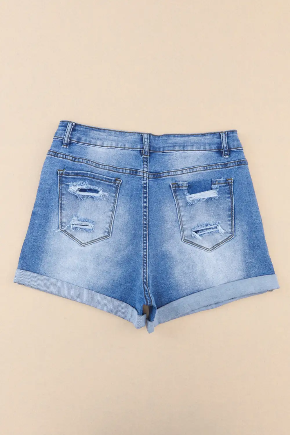 Sky Blue Vintage Distressed High Waist