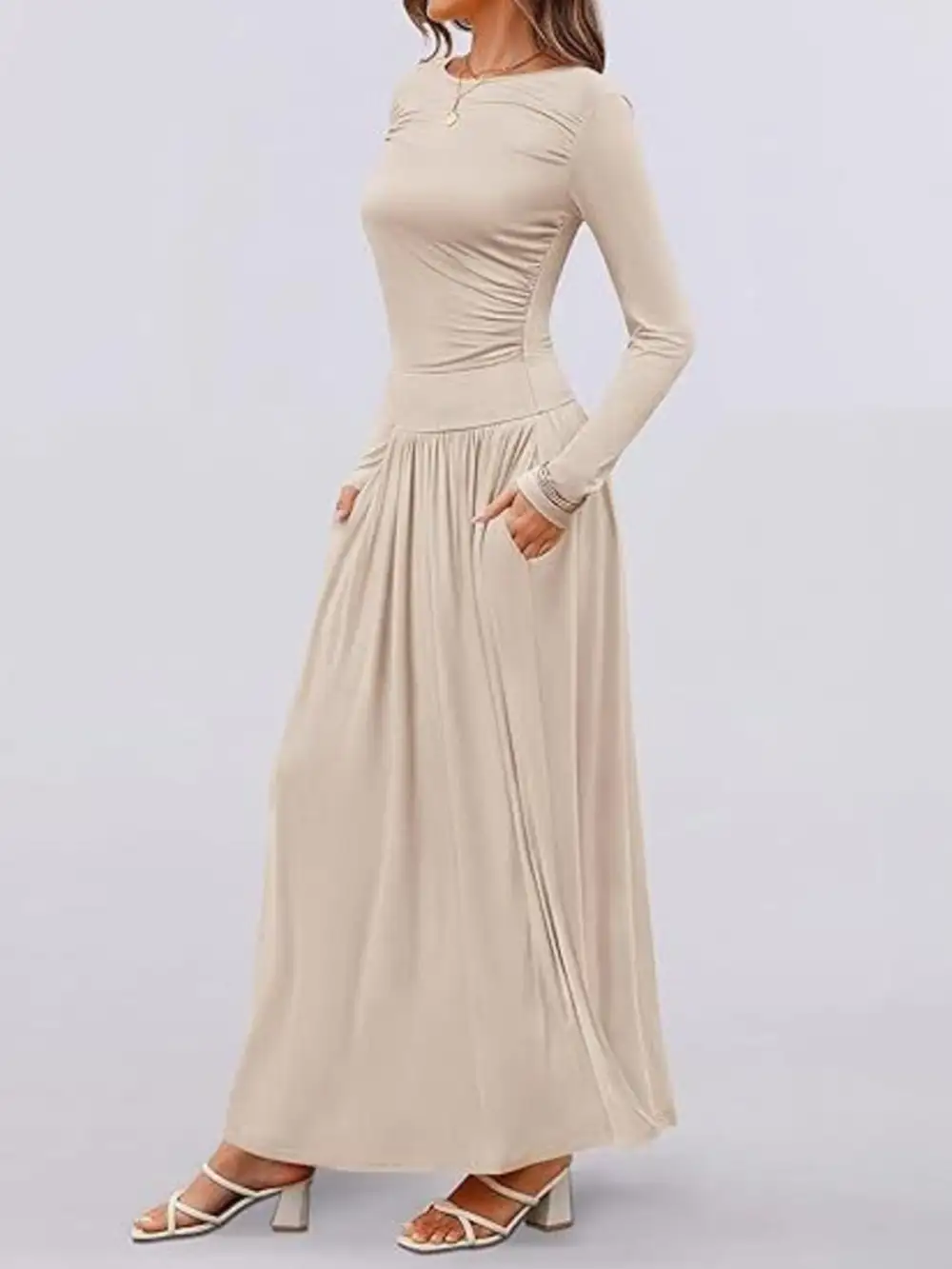 Long Sleeve Maxi Dress With Pockets