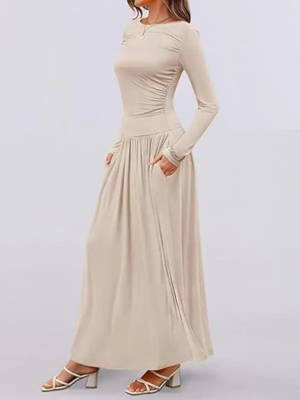 Long Sleeve Maxi Dress With Pockets