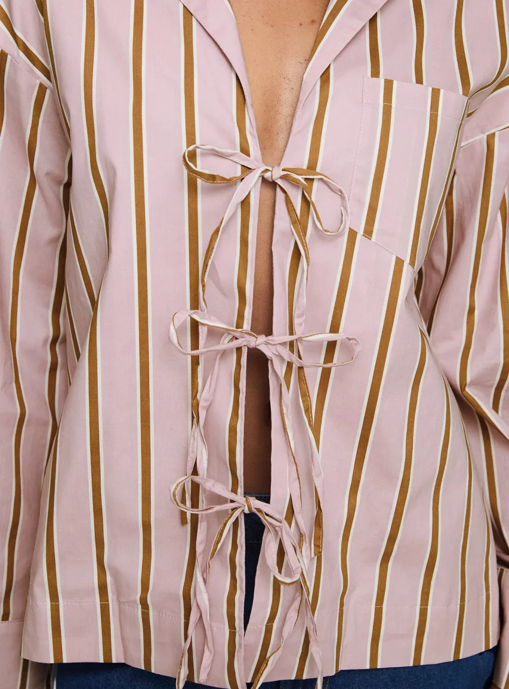 White Mandarin Collar Tie Front Shirt