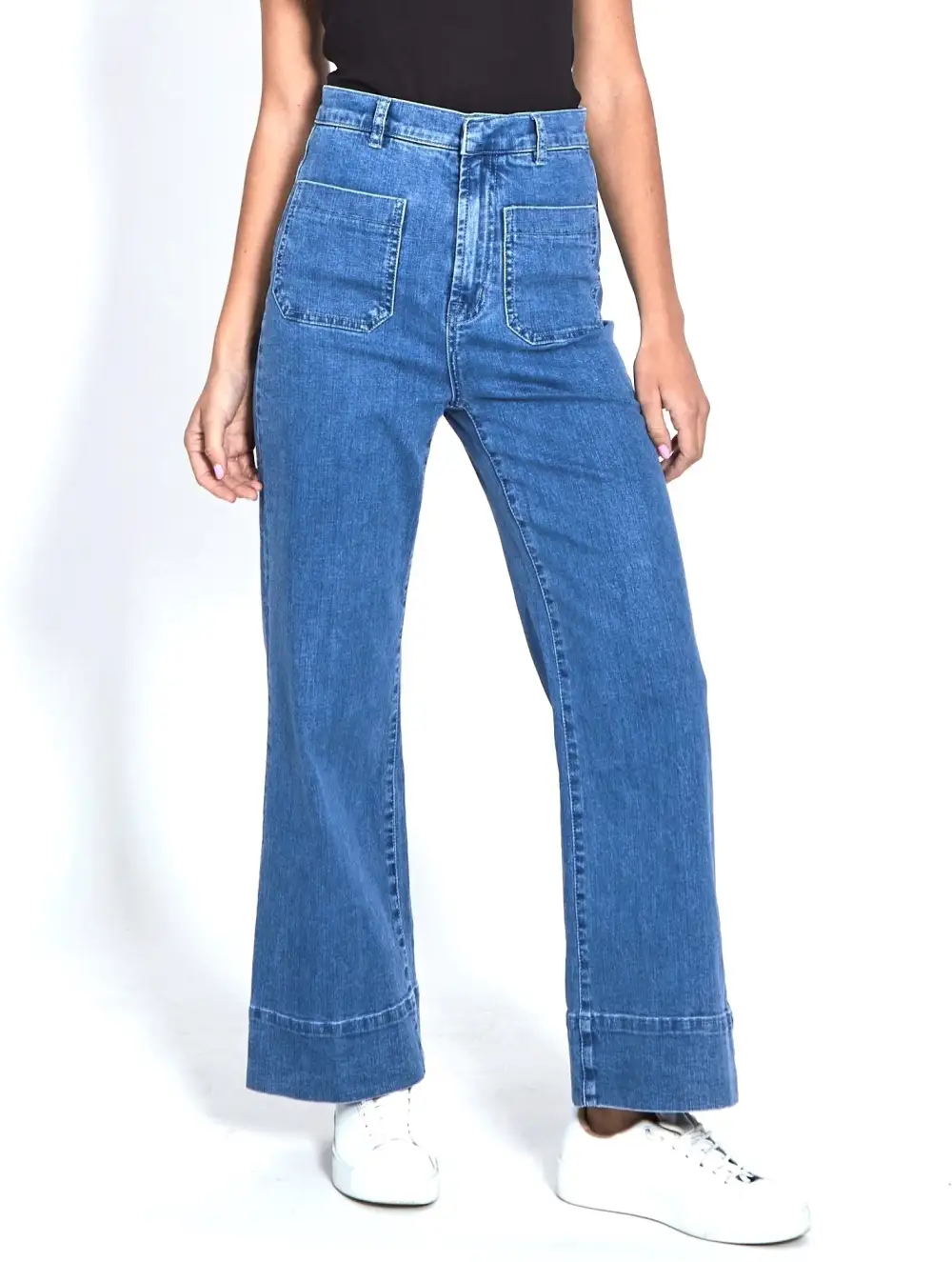 Women's Wide-Leg Denim Cropped Jeans
