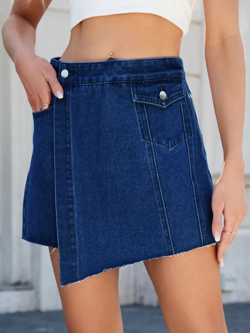 Denim Frayed Skort