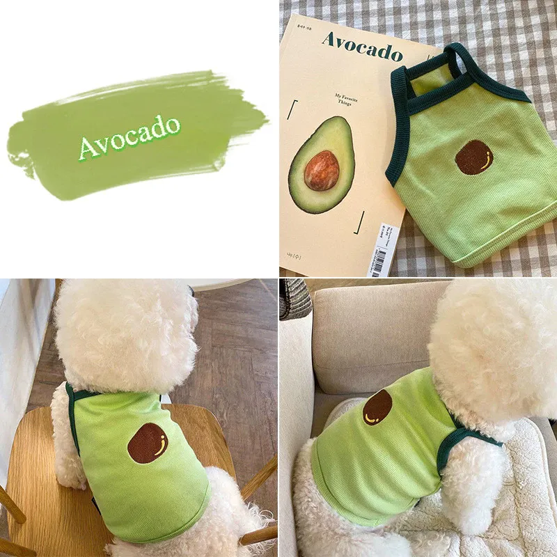 Dog Clothes Summer Thin Embroidered Avocado Strap Cat vest Pet Clothes