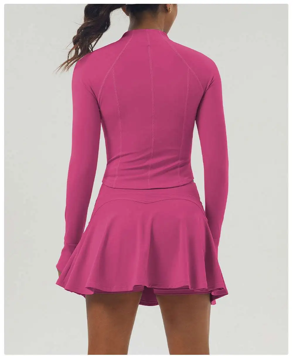 Zip-Front Tennis Jacket, Top and Skort Active Set