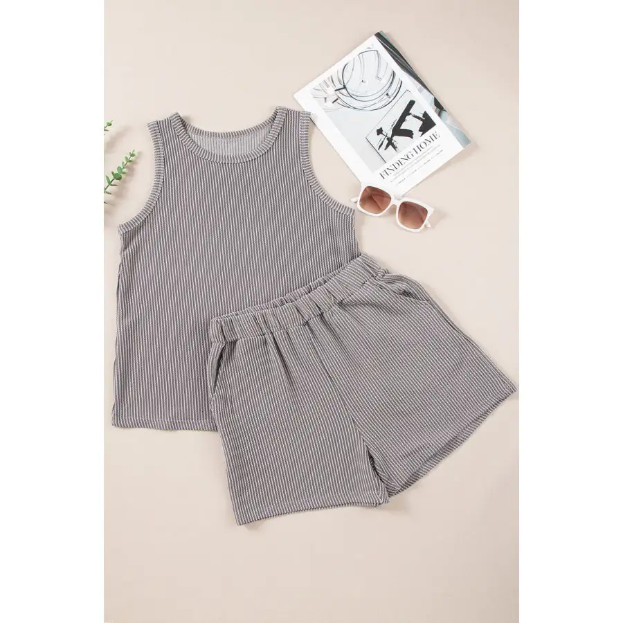 Relaxed Round Neck Sleeveless Top and Shorts Set