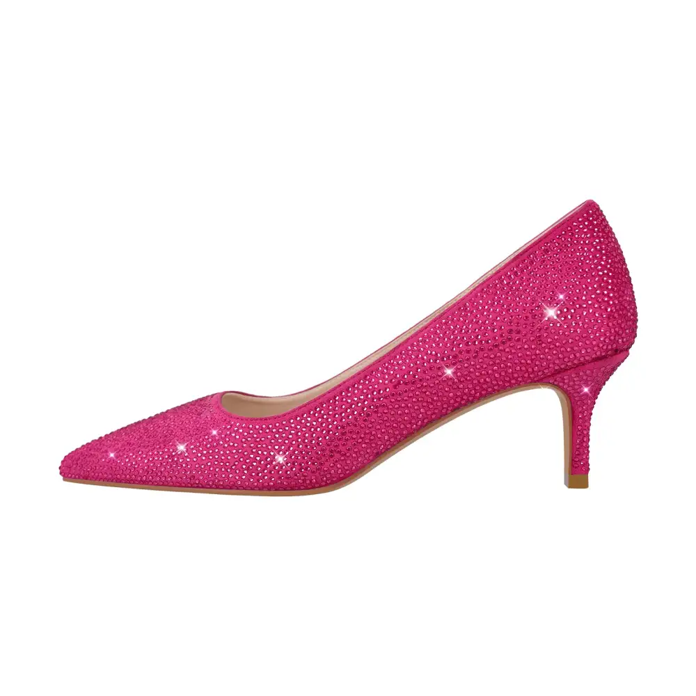 Rhinestone Pointed Toe Low Heel Pumps