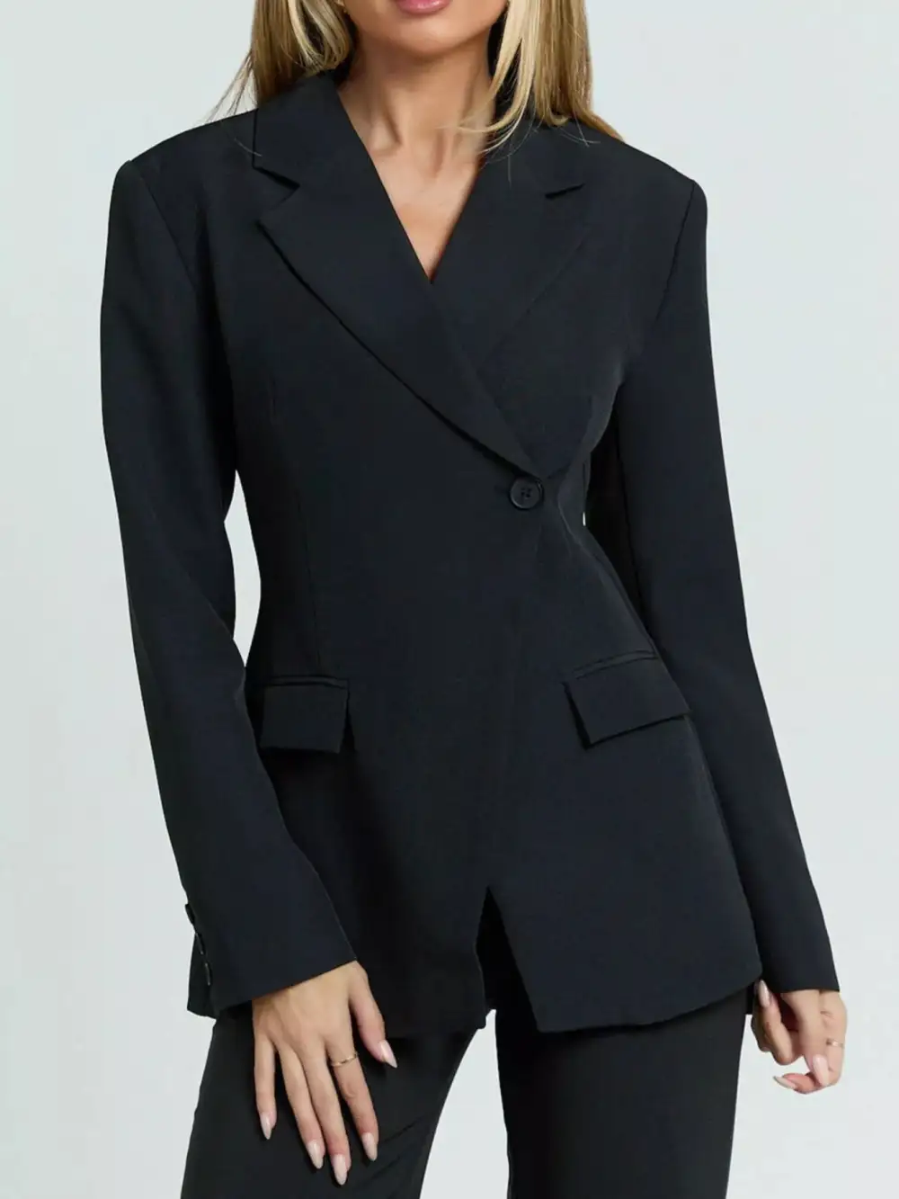 Lapel Collar One Button Blazer Relaxed Essential