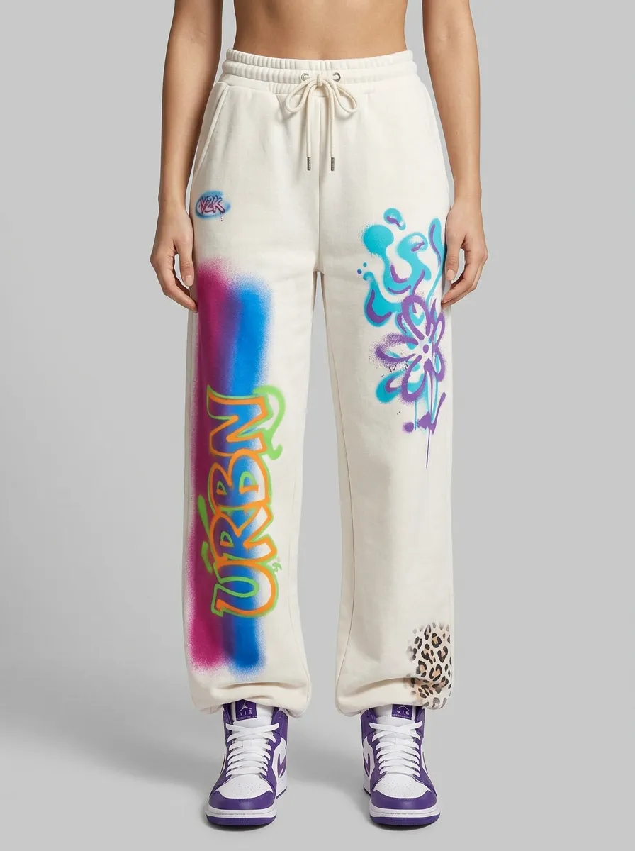 Unisex Modern Streetwear Graffiti Floral Leopard Sweatpants