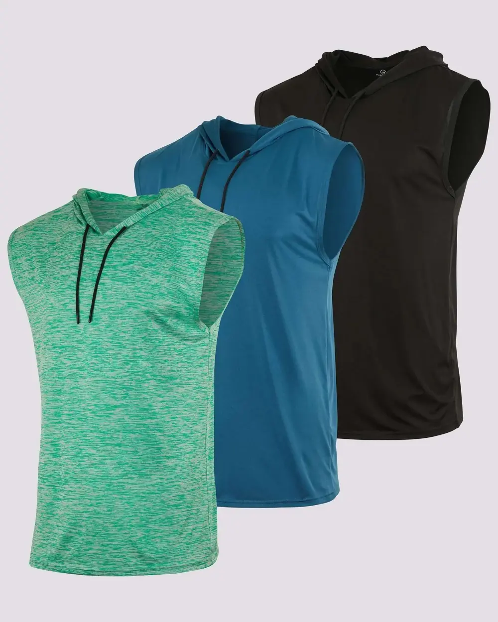 Men's Dry-Fit Active Hooded Tank Top Workout Drawstring Top (Available in Big & Tall)