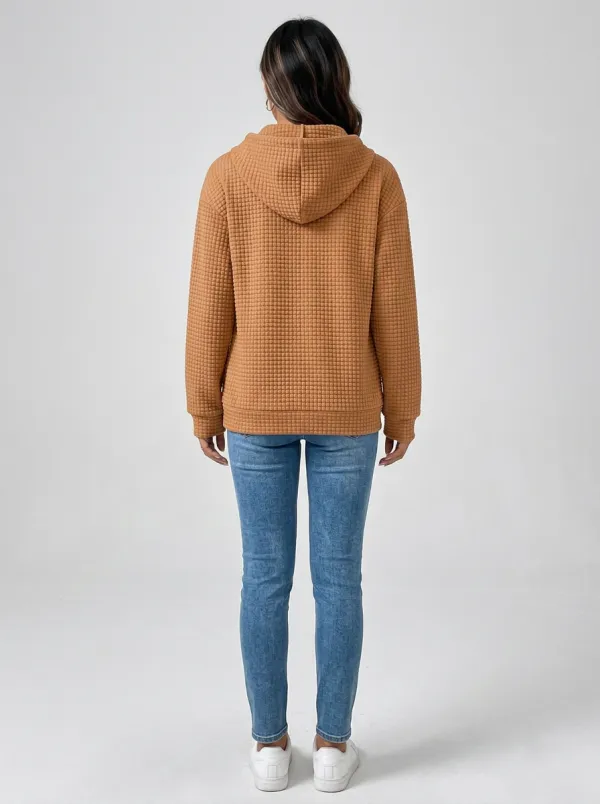 Women's Christmas Cabin Mountain Waffle-Knit Zip Hoodie