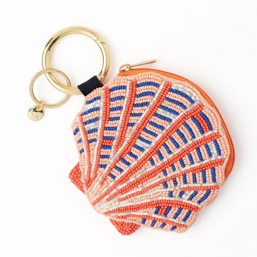 Beaded Shell Compact Wallet