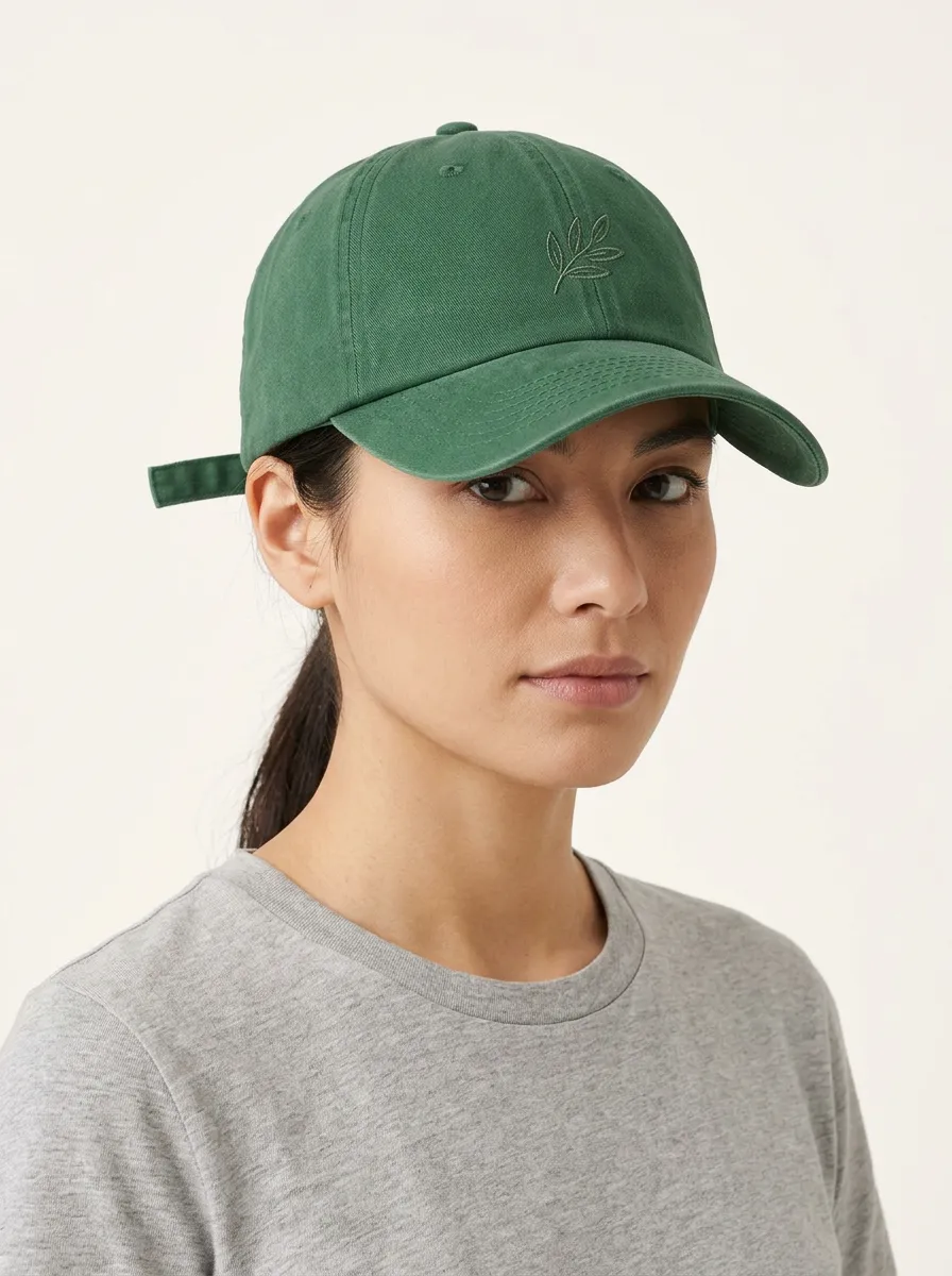 Unisex Botanical Leaf Embroidered Curved-Brim Baseball Cap