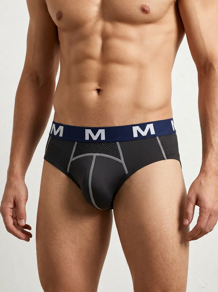 Men's Athletic Geometric Pattern Printed Briefs