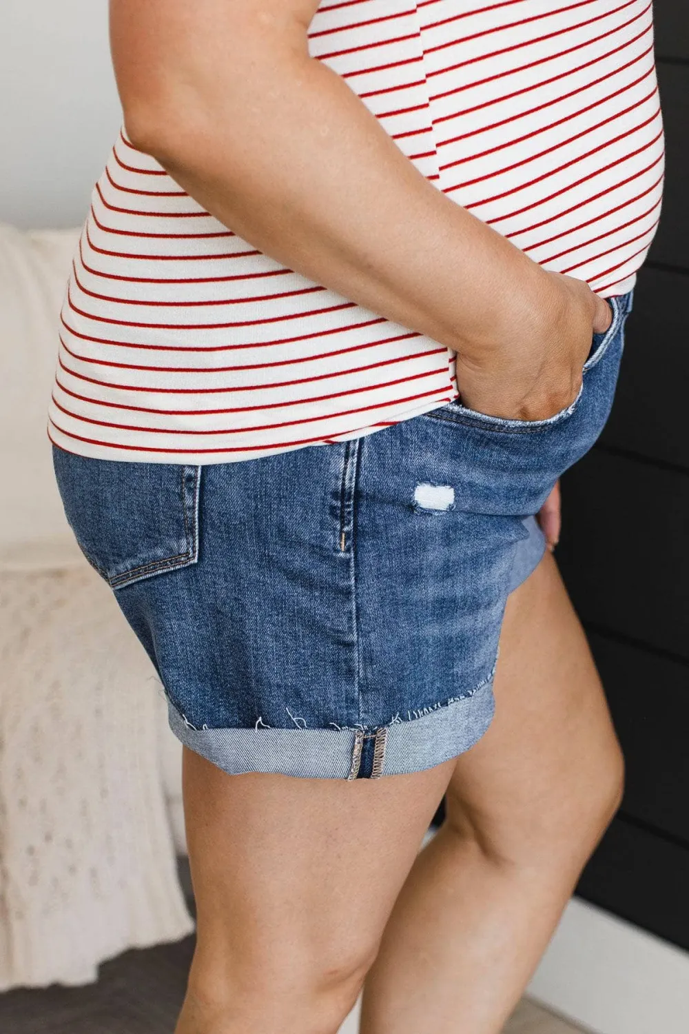 High-Rise Denim Relaxed Shorts