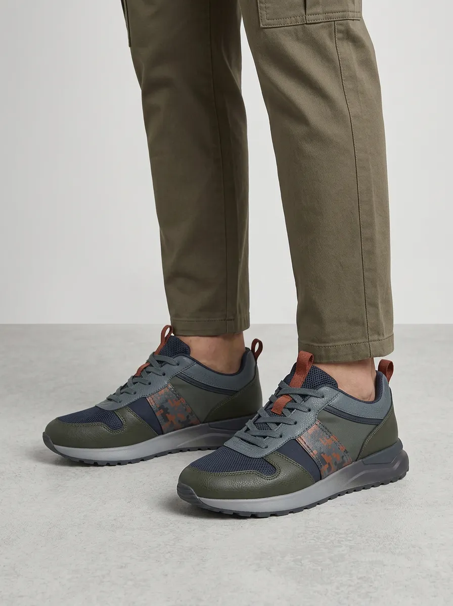 Men's Tactical Style Digital Camo Printed Sneakers
