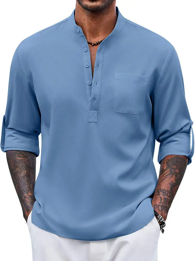 Casual Summer Vacation Henley Shirt