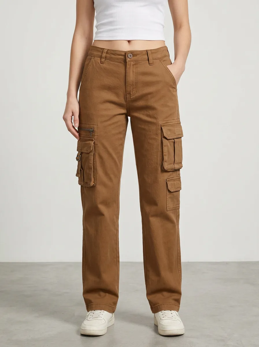 Women's Functional Streetwear Straight Leg Multi-Pocket Pants