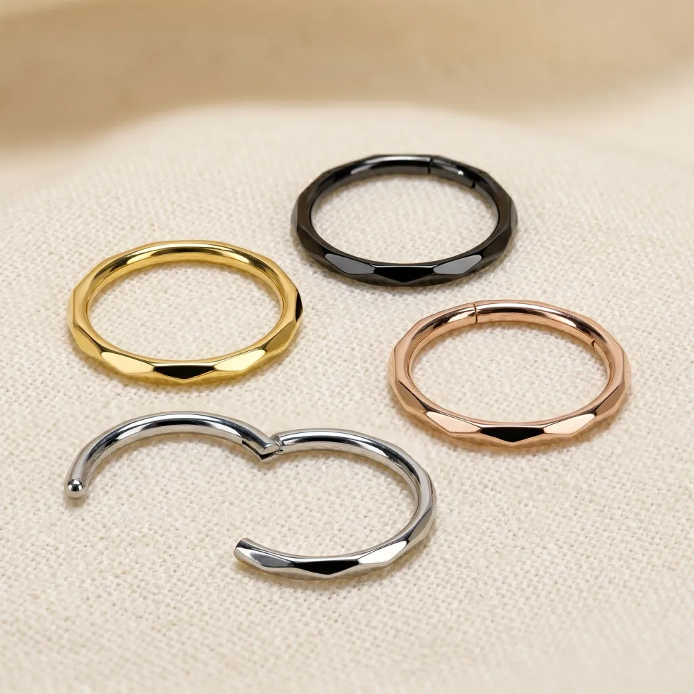 Titanium Crystal Clicker Hoop Ring