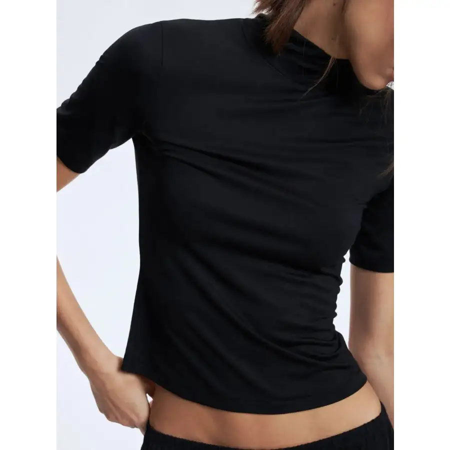 Mock Neck Short Sleeve Top and Pants Set